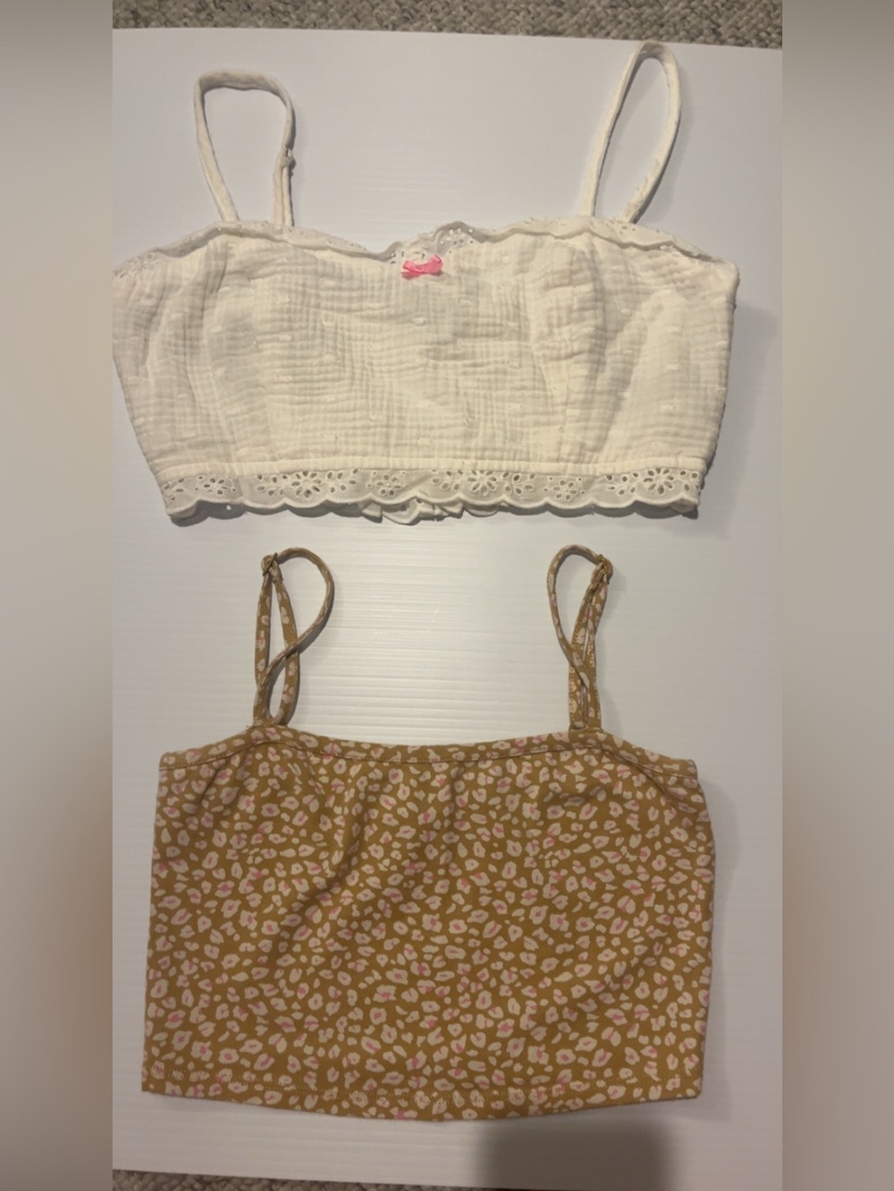 Billabong White Eyelet Bralette & Tan Pink Leopard Cami Set